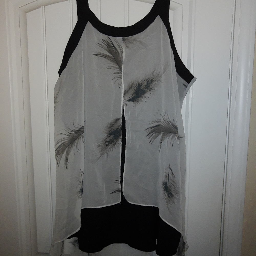 Hi-low feather tank top